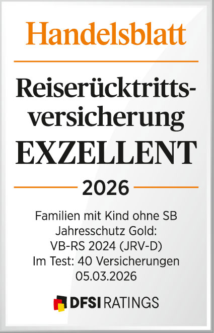 Handeslblatt-Auszeichnung "Exzellent" für Jahresschutz Gold 2026 für Familien mit Kind
