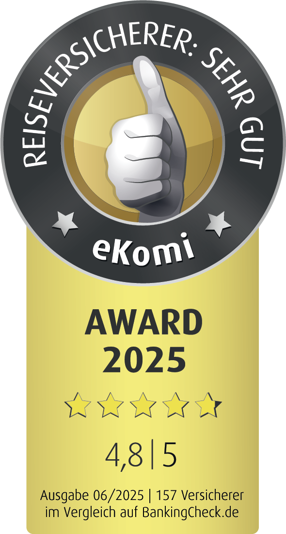 eKomi Award 2025 für Reiseversicherer mit sehr gut