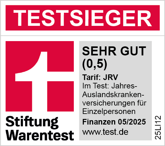Auszeichnung von Stiftung Warentest mit sehr gut für die Jahres-Auslandskrankenversicherung für Einzelpersonen