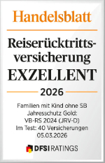 Handeslblatt-Auszeichnung "Exzellent" für Jahresschutz Gold 2026 für Familien mit Kind