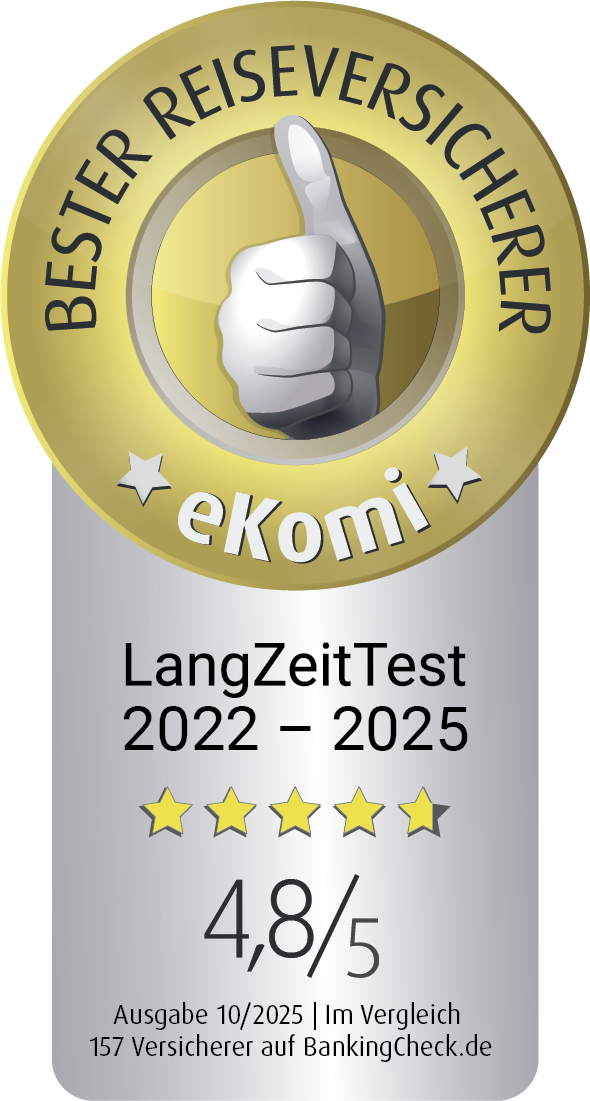 eKomi Award 2025 – Bester Reiseversicherer im Langzeittest