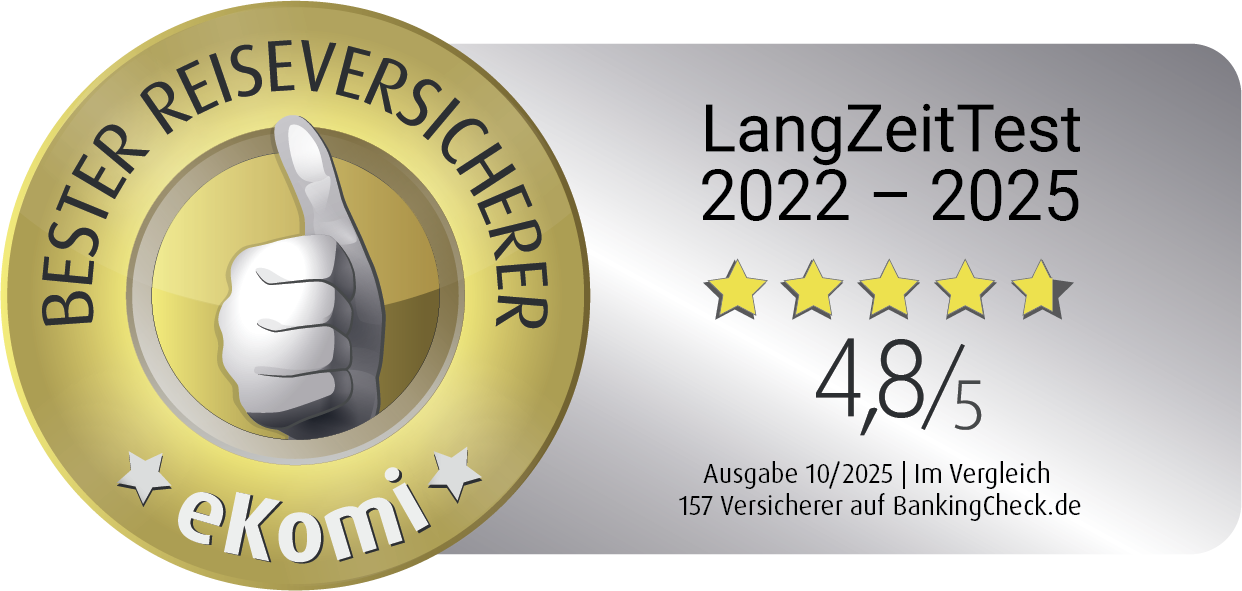 eKomi Award 2025 – Bester Reiseversicherer im Langzeittest