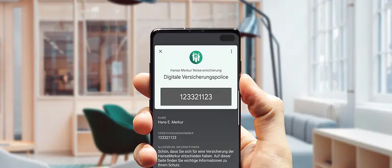 Foto von der Handyansicht des Mobile Pass der HanseMerkur. 